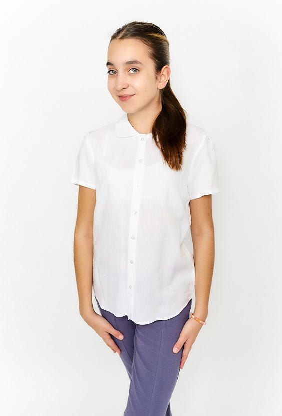 Biała dziewczęca koszula z krótkim rękawem