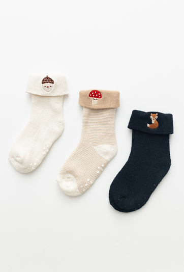 Skarpetki dziecięce 3-pak z ABS i wywinięciem.