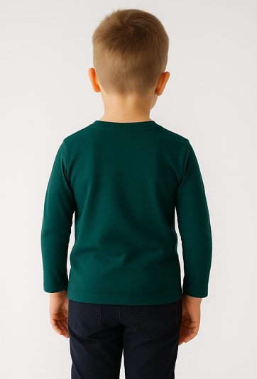 Bluzka chłopięca z długim rękawem i nadrukiem smoka – zielona