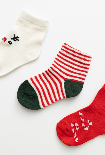 Skarpetki niemowlęce 3-pak świąteczne – czerwone.