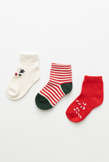 Skarpetki niemowlęce 3-pak świąteczne – czerwone.