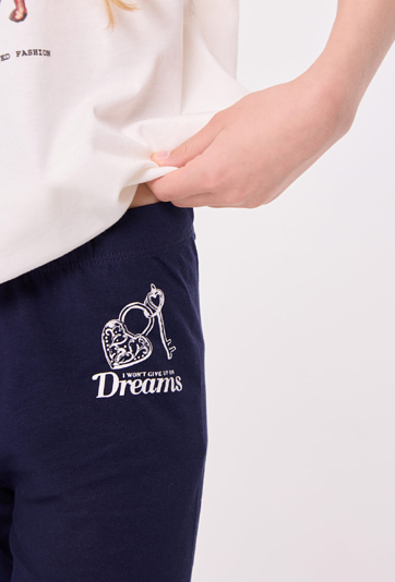 Legginsy dziewczęce z nadrukiem kłódki z kluczykiem