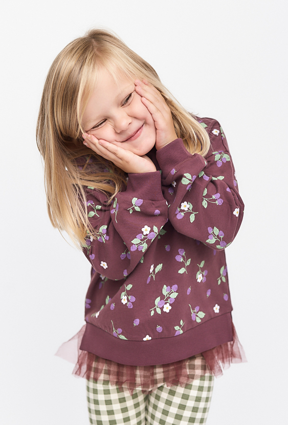 Bluza z nadrukiem i tiulowym dołem