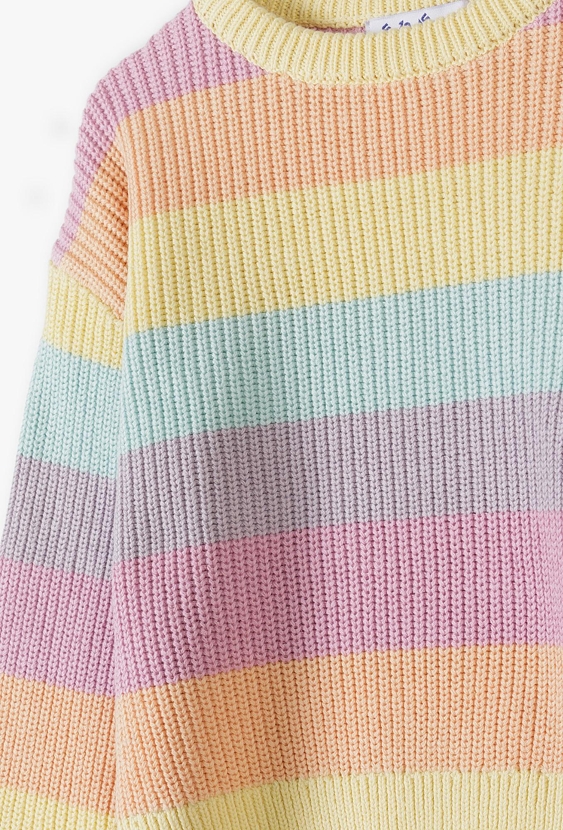 Sweter dziewczęcy w pastelowe paski