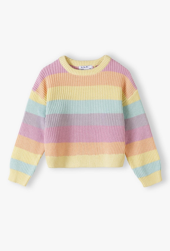 Sweter dziewczęcy w pastelowe paski