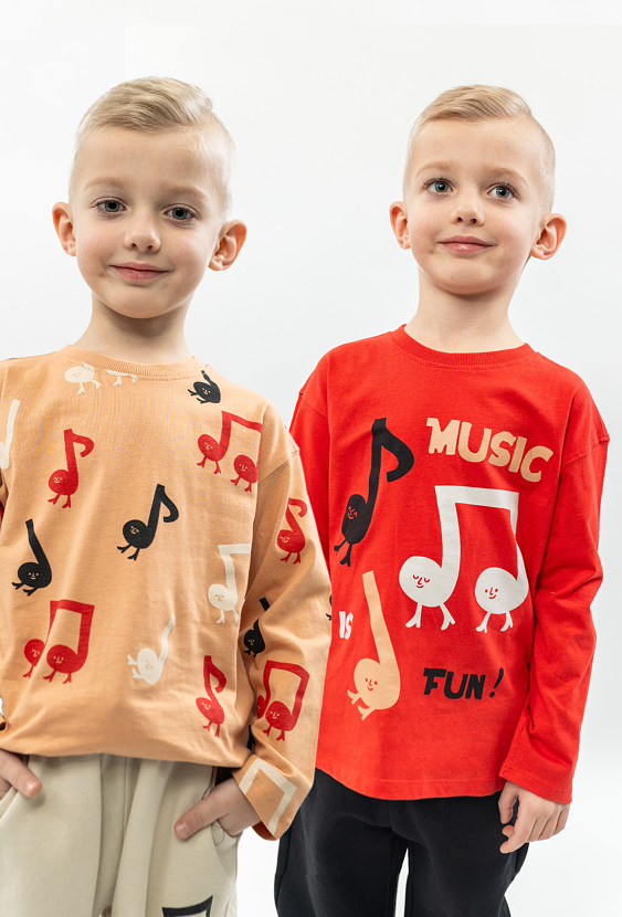 Bluzy chłopięce z nadrukiem nutek - 2-pak