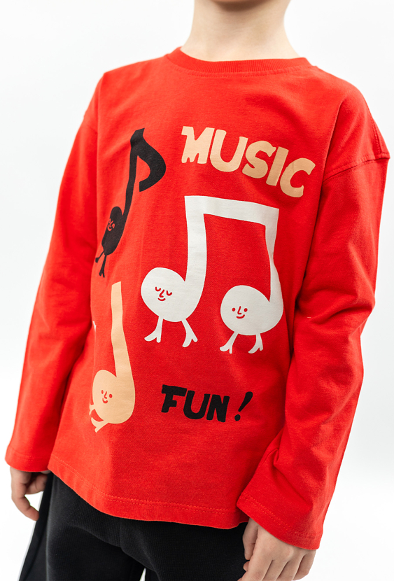 Bluzy chłopięce z nadrukiem nutek - 2-pak