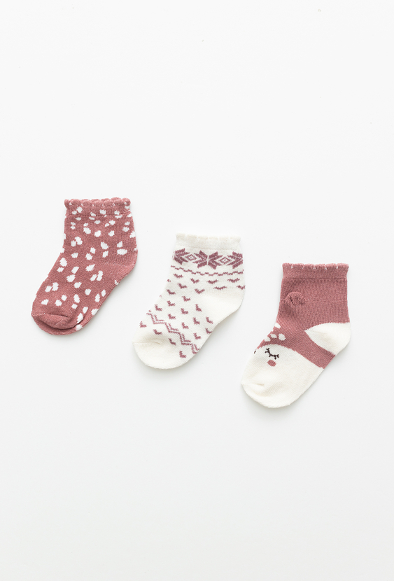 Skarpetki niemowlęce 3-pak brązowe – motyw jelonka.