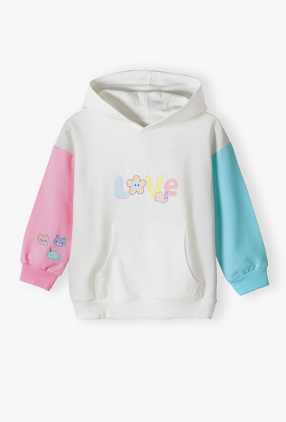 Bluza dresowa dziewczęca z kapturem - LOVE - 5.10.15.