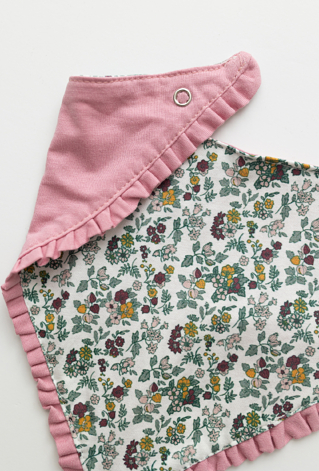 Dziewczęca chustka bawełniana z falbanką – kwiaty.