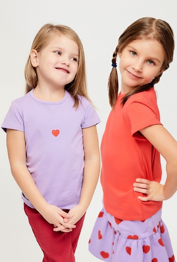 T-shirty dla dziewczynki - czerwony i fioletowy 2pak