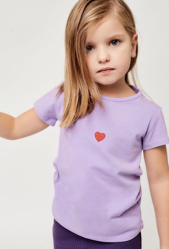 T-shirty dla dziewczynki - czerwony i fioletowy 2pak