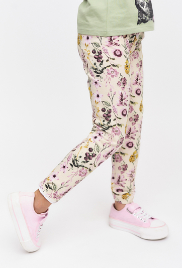 Legginsy dziewczęce dzianinowe w kwiatki - 5.10.15.