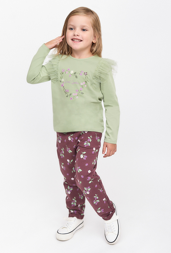 Spodnie dresowe dla dziewczynki - bordowe z nadrukiem - 5.10.15.