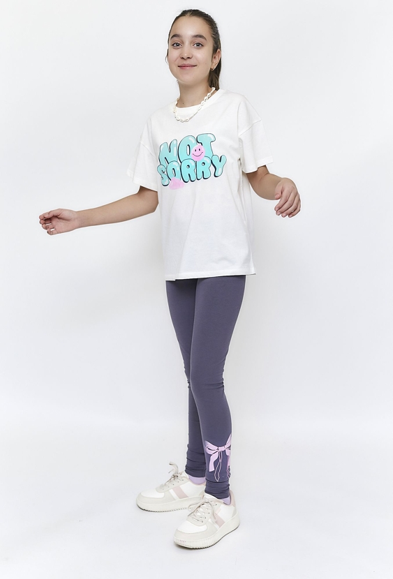 Leginsy dla dziewczynki - szare z kokardą