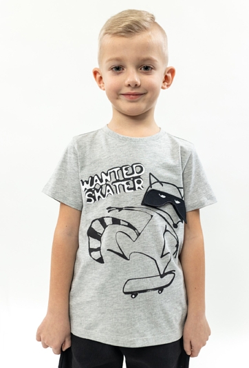 Szara koszulka dla chłopca z nadrukiem