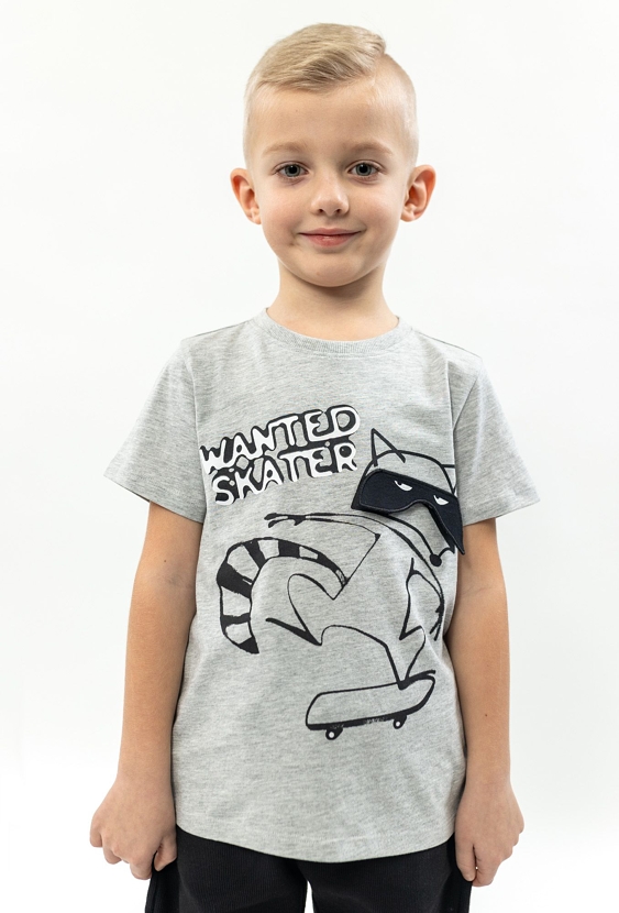 Szara koszulka dla chłopca z nadrukiem