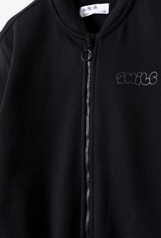 Czarna ocieplana bluza dresowa z napisem SMILE - 5.10.15.