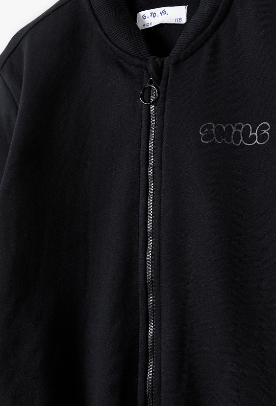 Czarna ocieplana bluza dresowa z napisem SMILE - 5.10.15.