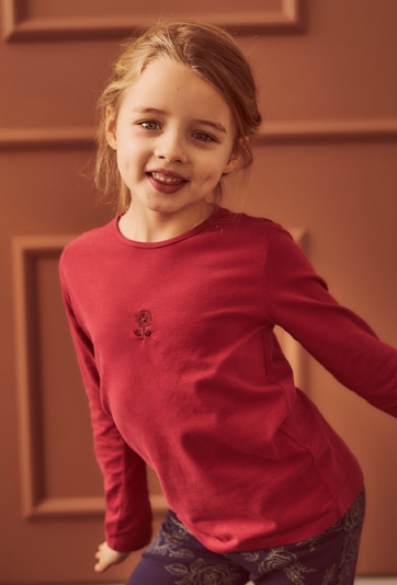 Bluzka z długim rękawem – haftowana róża