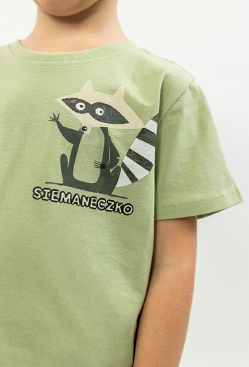 Zielona koszulka chłopięca z szopem  01I4718-6414