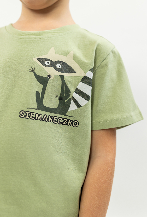 Zielona koszulka chłopięca z szopem  01I4718-6414