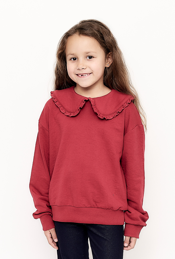 Bordowa bluza z kołnierzem