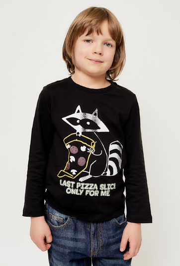 Czarna bluzka chłopięca z długim rękawem 01H4716-3911