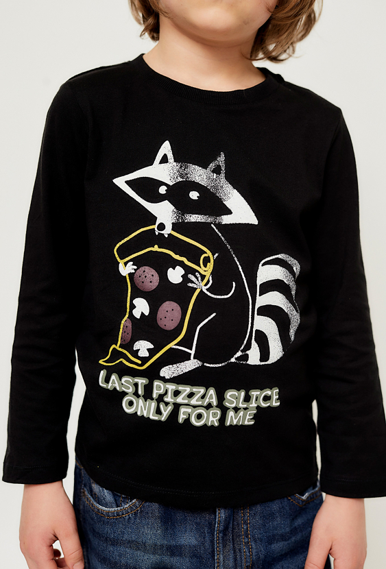 Czarna bluzka chłopięca z długim rękawem 01H4716-3911