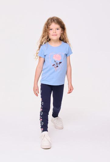 Legginsy dziewczęce z kwiatowym lampasem