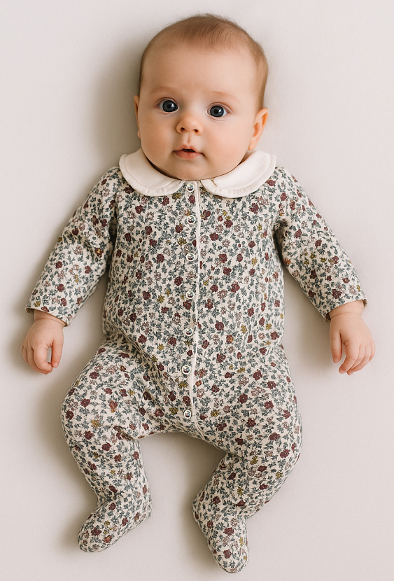 Pajac niemowlęcy w kwiaty dla dziewczynki