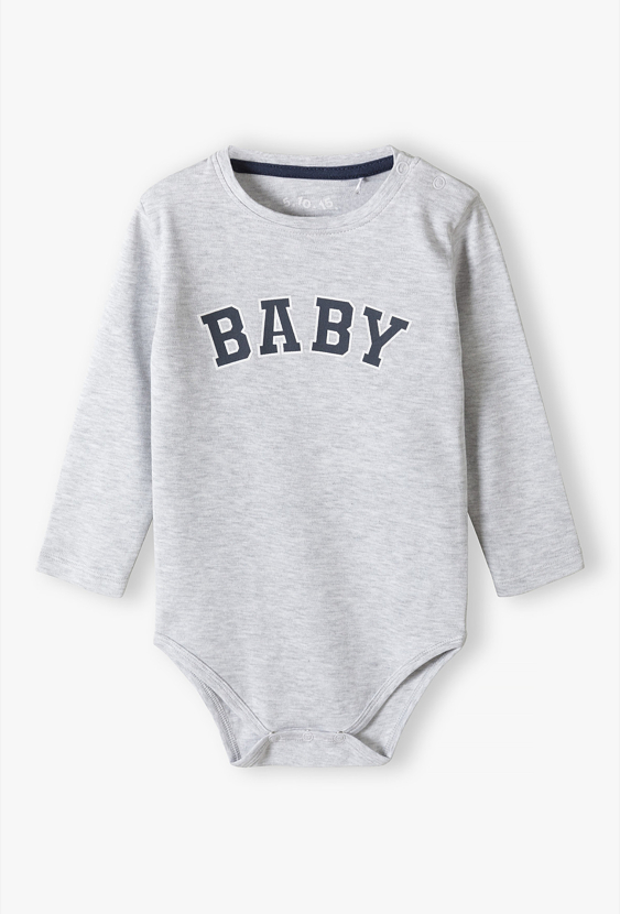 Body niemowlęce z długim rękawem – z napisem BABY