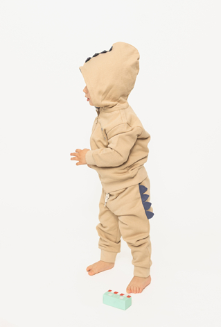 Bluza niemowlęca rozpinana z kapturem - beżowa z dinozaurem