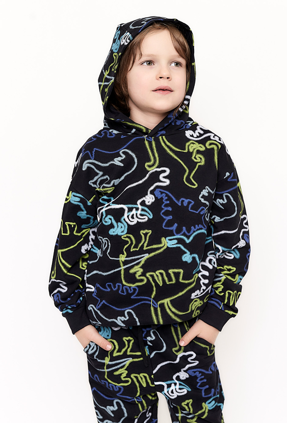 Czarna nierozpinana bluza w dinozaury - 5.10.15.