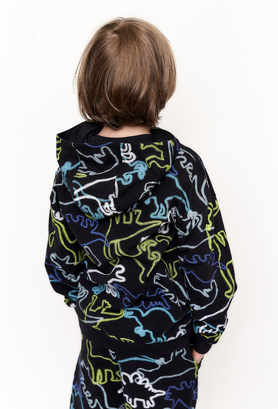 Czarna nierozpinana bluza w dinozaury - 5.10.15.