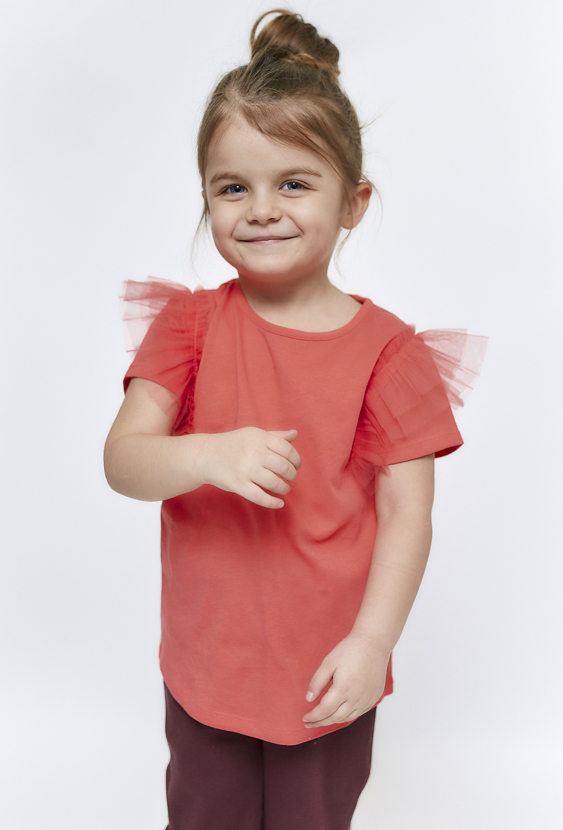 Dziewczęcy t-shirt z tiulowymi rękawkami