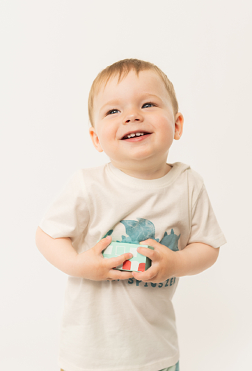 T-shirt niemowlęcy - niebieski ze smokiem