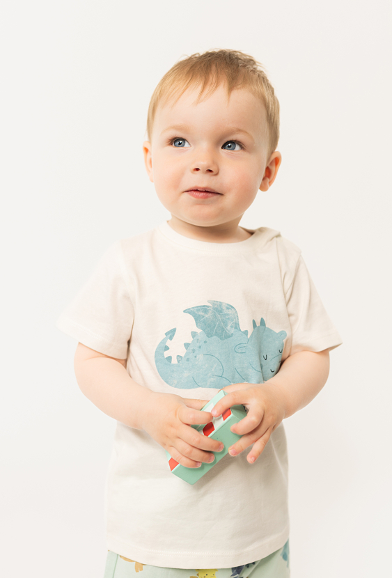 T-shirt niemowlęcy - niebieski ze smokiem