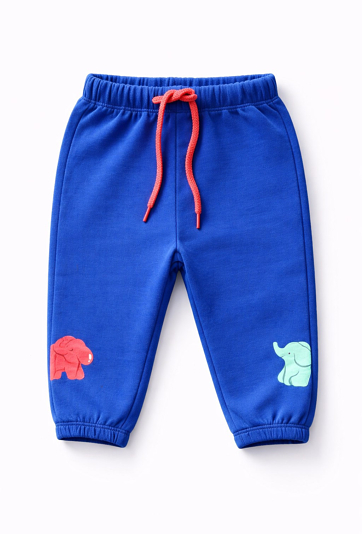 Spodnie niemowlęce z nadrukiem słoni - niebieskie