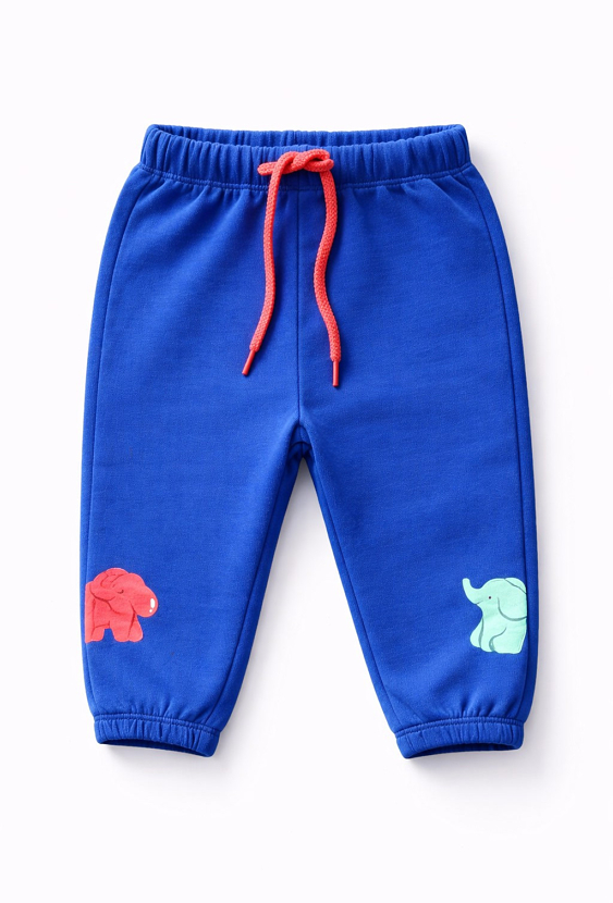Spodnie niemowlęce z nadrukiem słoni - niebieskie