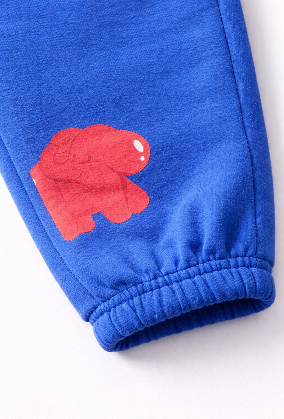 Spodnie niemowlęce z nadrukiem słoni - niebieskie