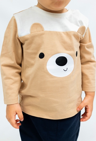 Bluzka z długim rękawem z motywem misia