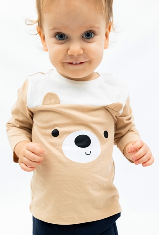 Bluzka z długim rękawem z motywem misia