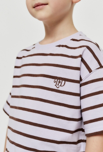 T- shirt w fioletowo - brązowe paski - Limited Edition