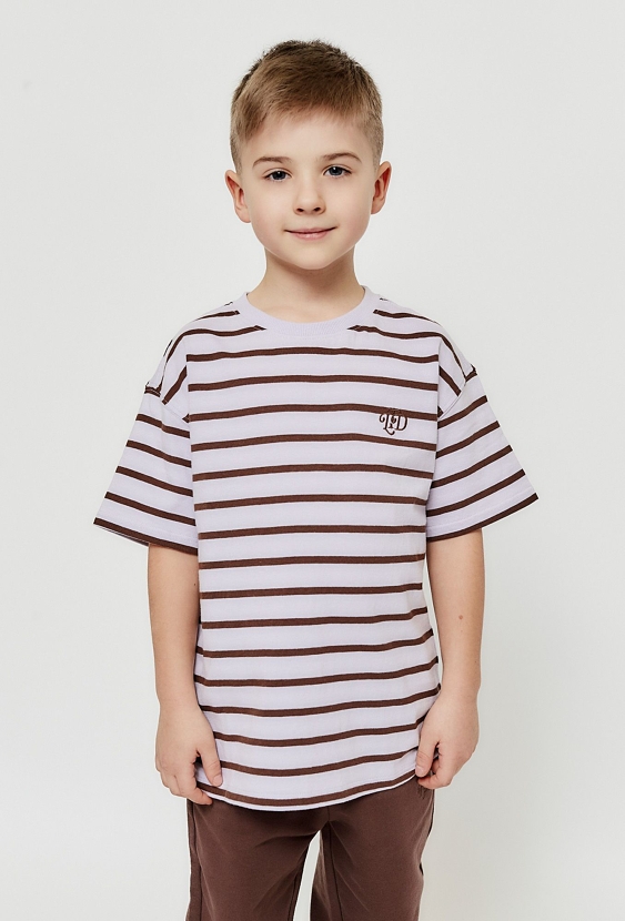 T- shirt w fioletowo - brązowe paski - Limited Edition