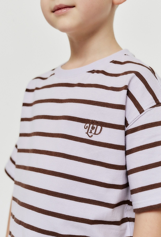 T- shirt w fioletowo - brązowe paski - Limited Edition