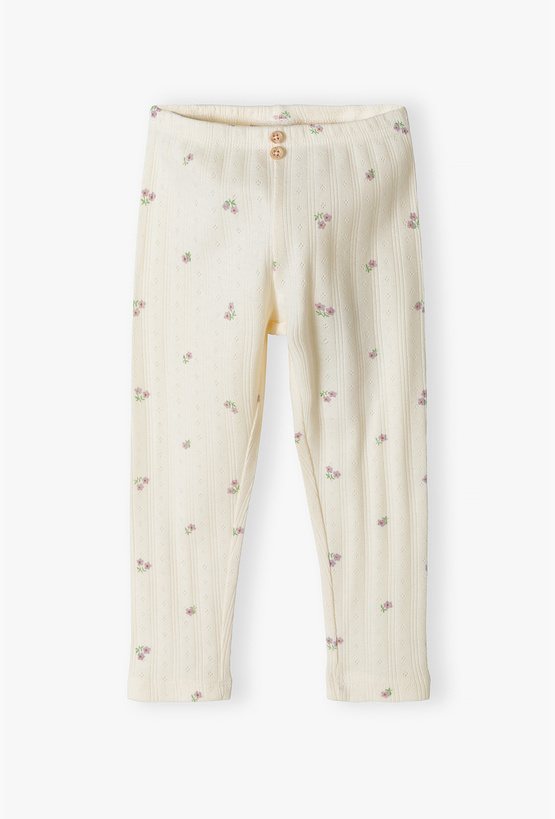 Legginsy niemowlęce dziewczęce ażurowe w drobne kwiaty