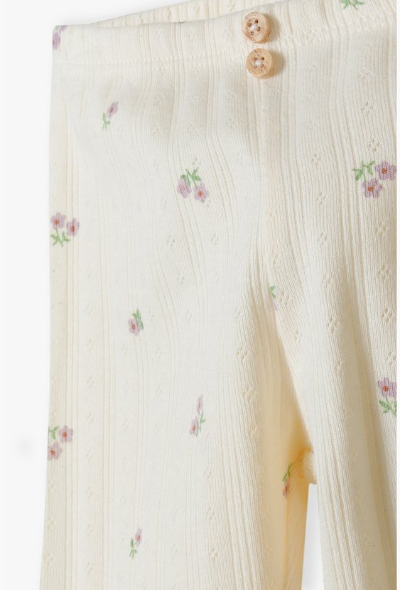 Legginsy niemowlęce dziewczęce ażurowe w drobne kwiaty