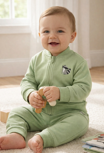 Zielona bluza rozpinana z kapturem dla niemowlaka - 5.10.15.