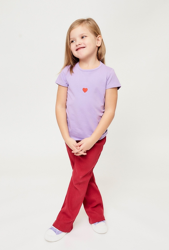 Czerwone spodnie w prążki - flare